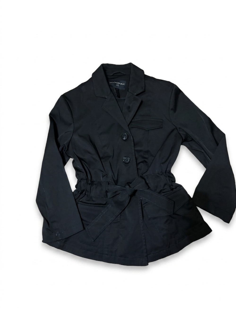 Black Drawstring Waist Jacket - Womens